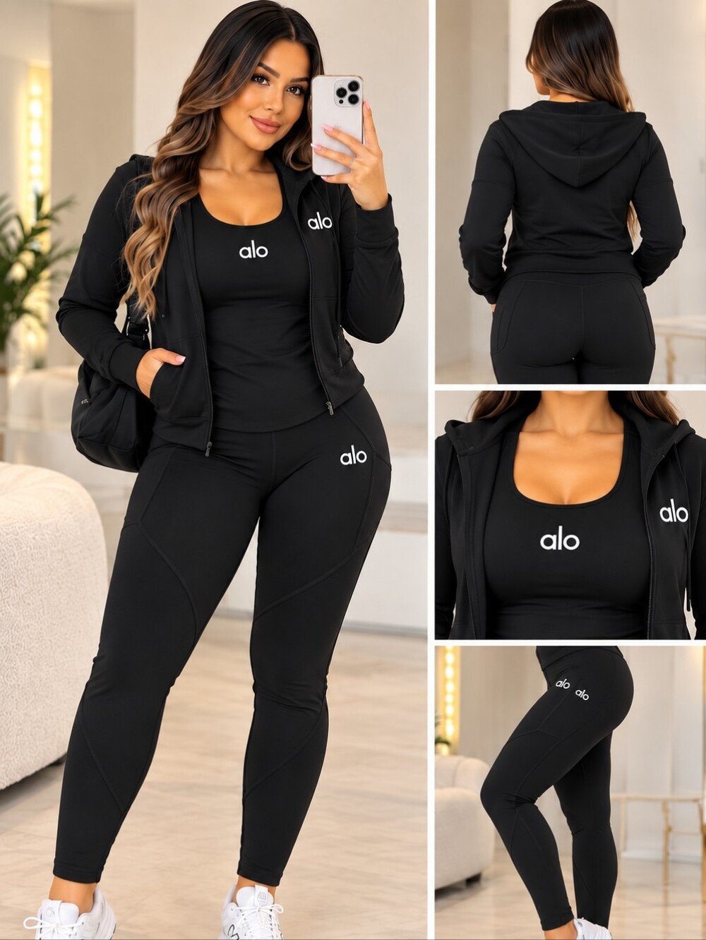 ALO Yoga Black High-Rise Leggings with Logo